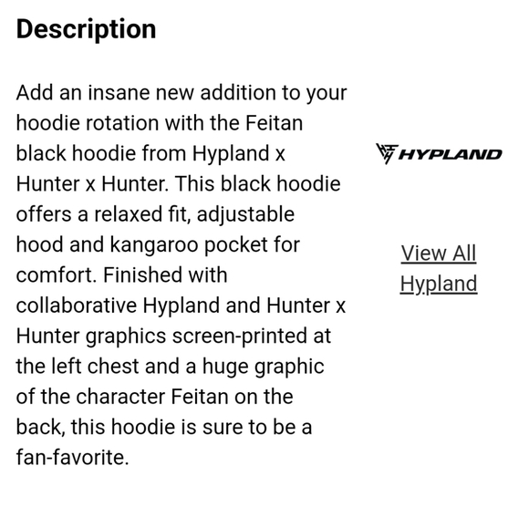 Hypland x Hunter x Hunter Feitan Hoodie Black Sweater Medium - Picture 3 of 8